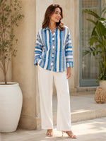 Load image into Gallery viewer, Blue Striped Casual Shirt