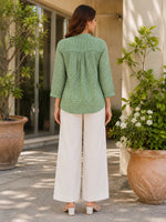 Load image into Gallery viewer, Green Checked Pure Cotton Top