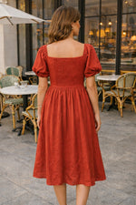 Load image into Gallery viewer, Sencei alora burnt orange emb flex dress