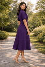 Load image into Gallery viewer, Sencei Deep Purple String Lily Dress