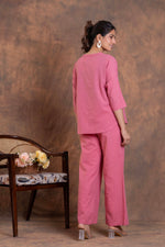 Load image into Gallery viewer, Sencei Women's Katha Cotton Co-ord Set with Hand Embroidery | Relaxed Fit Top & Bottom | Soft & Breathable Loungewear