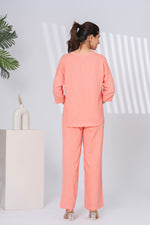 Load image into Gallery viewer, Sencei Women's Katha Cotton Co-ord Set with Hand Embroidery | Relaxed Fit Top & Bottom | Soft & Breathable Loungewear