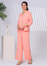 Load image into Gallery viewer, Sencei Women's Katha Cotton Co-ord Set with Hand Embroidery | Relaxed Fit Top & Bottom | Soft & Breathable Loungewear