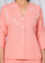 Load image into Gallery viewer, Sencei Women's Katha Cotton Co-ord Set with Hand Embroidery | Relaxed Fit Top & Bottom | Soft & Breathable Loungewear