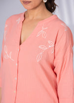 Load image into Gallery viewer, Sencei Women's Katha Cotton Co-ord Set with Hand Embroidery | Relaxed Fit Top & Bottom | Soft & Breathable Loungewear