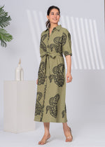 Load image into Gallery viewer, Sencei Handcrafted Cotton Maxi Dress with Embroidered Paisley Motif