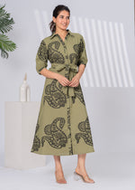 Load image into Gallery viewer, Sencei Handcrafted Cotton Maxi Dress with Embroidered Paisley Motif
