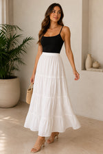 Load image into Gallery viewer, Sencei women pure cotton maxi tiered skirt