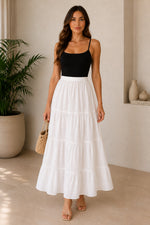Load image into Gallery viewer, Sencei women pure cotton maxi tiered skirt