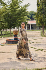 Load image into Gallery viewer, Sencei Handcrafted Cotton Maxi Dress with Embroidered Paisley Motif