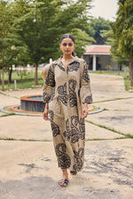 Load image into Gallery viewer, Sencei Handcrafted Cotton Maxi Dress with Embroidered Paisley Motif