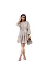 Load image into Gallery viewer, Sencei Women’s Cotton Flared Tier Dress with Circle Print | Relaxed Fit Boho Style Tunic Dress