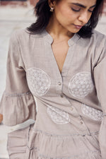 Load image into Gallery viewer, Sencei Women’s Cotton Flared Tier Dress with Circle Print | Relaxed Fit Boho Style Tunic Dress