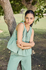 Load image into Gallery viewer, Sencei Women's Cotton Co-Ord Set | Sleeveless Pintuck Top with Palazzo Pants | Summer Lounge & Casual Wear