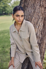 Load image into Gallery viewer, Sencei Women’s Cotton Linen Co-ord Set | Stylish Summer Shirt & Wide-Leg Pants | Breathable Two-Piece Lounge & Travel Wear