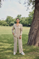 Load image into Gallery viewer, Sencei Women’s Cotton Linen Co-ord Set | Stylish Summer Shirt & Wide-Leg Pants | Breathable Two-Piece Lounge & Travel Wear