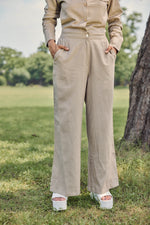 Load image into Gallery viewer, Sencei Women’s Cotton Linen Co-ord Set | Stylish Summer Shirt & Wide-Leg Pants | Breathable Two-Piece Lounge & Travel Wear