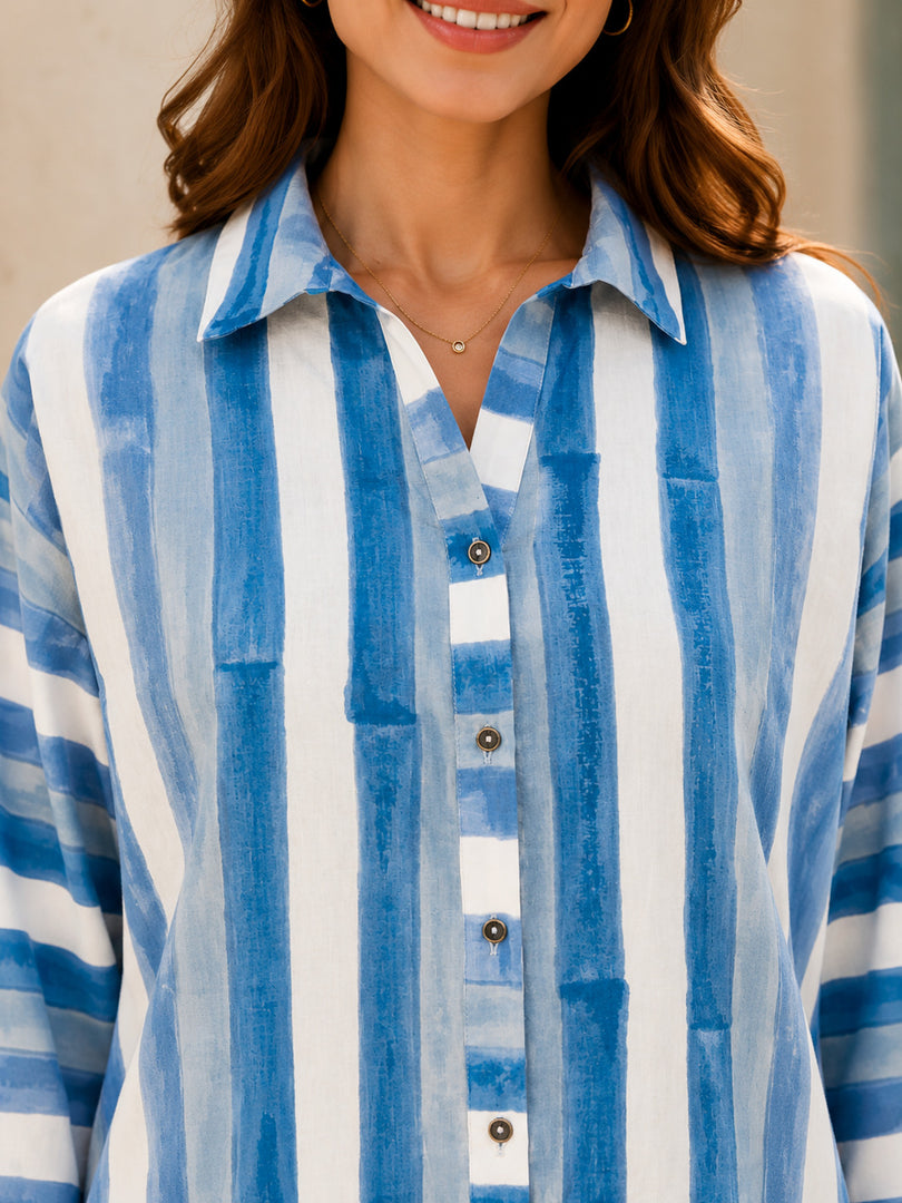 Blue Striped Casual Shirt