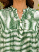 Load image into Gallery viewer, Green Checked Pure Cotton Top