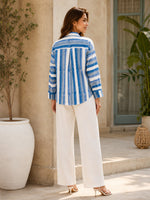 Load image into Gallery viewer, Blue Striped Casual Shirt