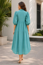 Load image into Gallery viewer, Sea green Corchet lace shirt dress