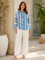 Load image into Gallery viewer, Blue Striped Casual Shirt