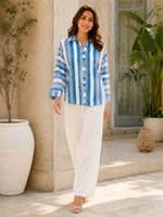 Load image into Gallery viewer, Blue Striped Casual Shirt
