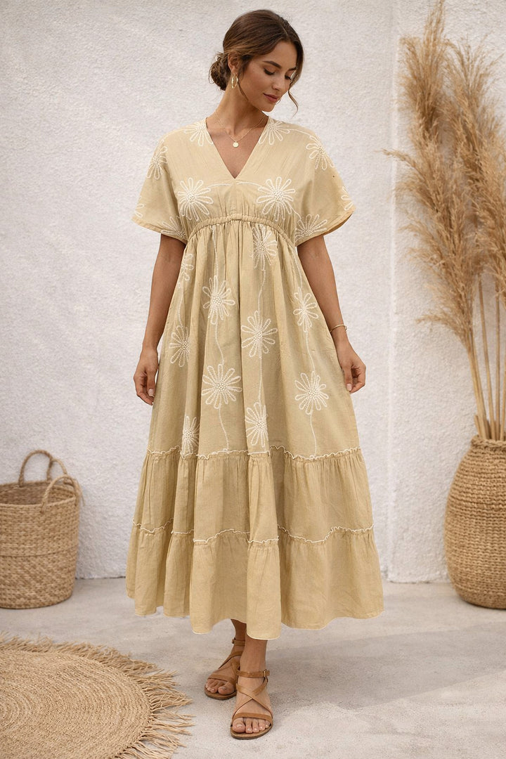 Light beige emb dress