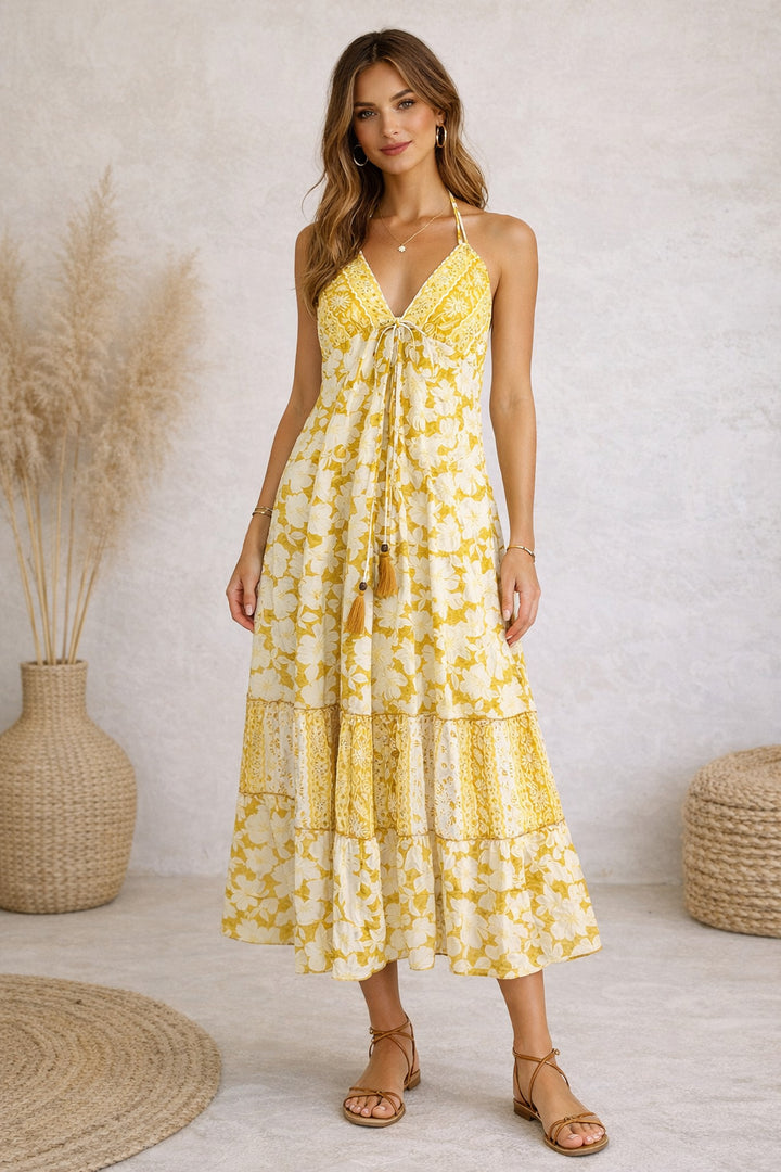 Printed backless dress