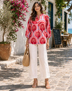 Load image into Gallery viewer, Reddish printed blouse peplum top