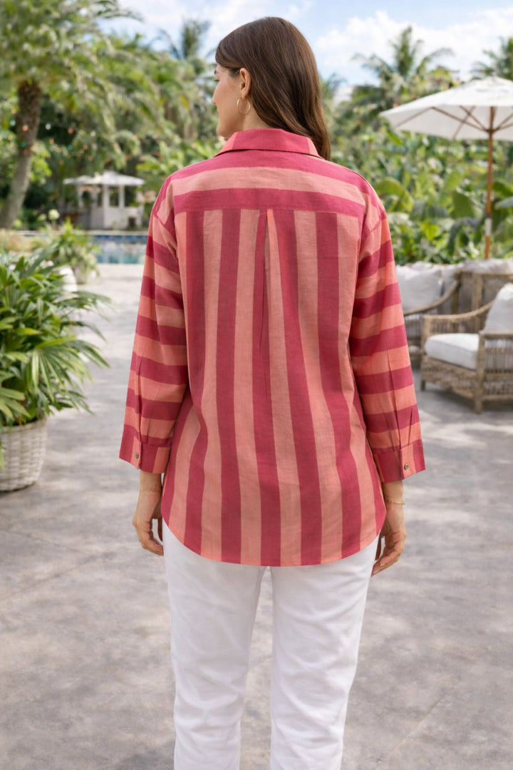 Verticals Striped Pink Shirt