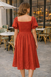 Sencei alora burnt orange emb flex dress