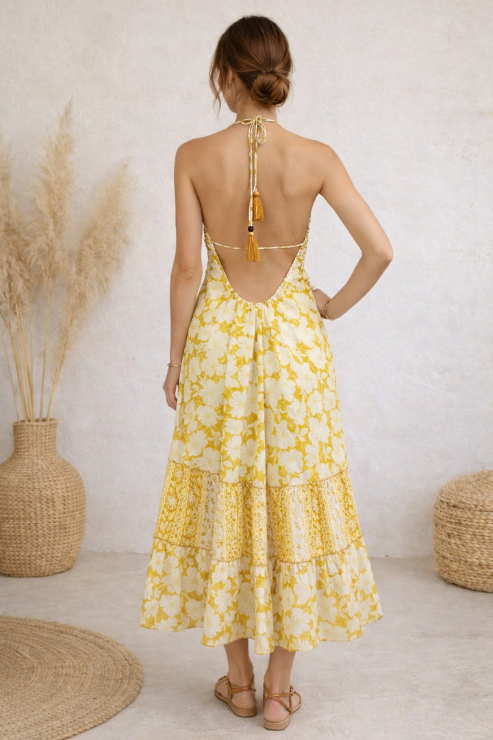 Printed backless dress
