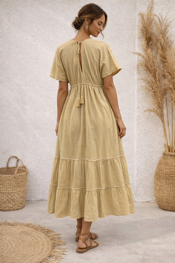 Light beige emb dress