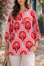Load image into Gallery viewer, Reddish printed blouse peplum top