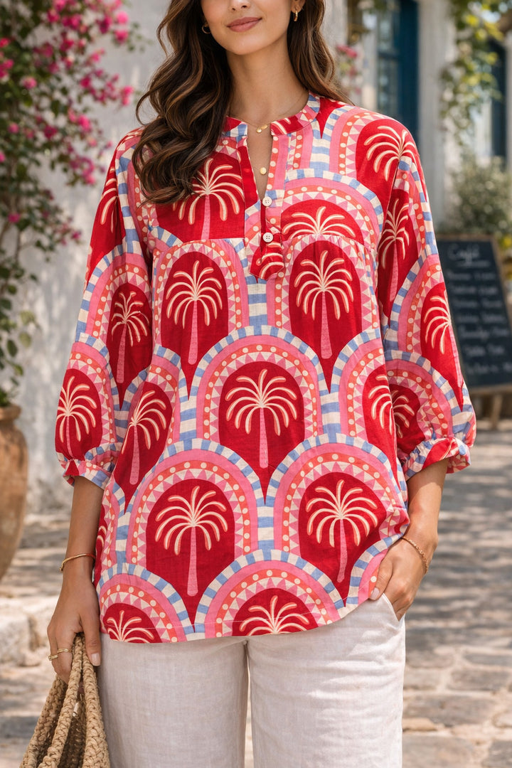 Reddish printed blouse peplum top
