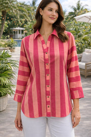 Verticals Striped Pink Shirt