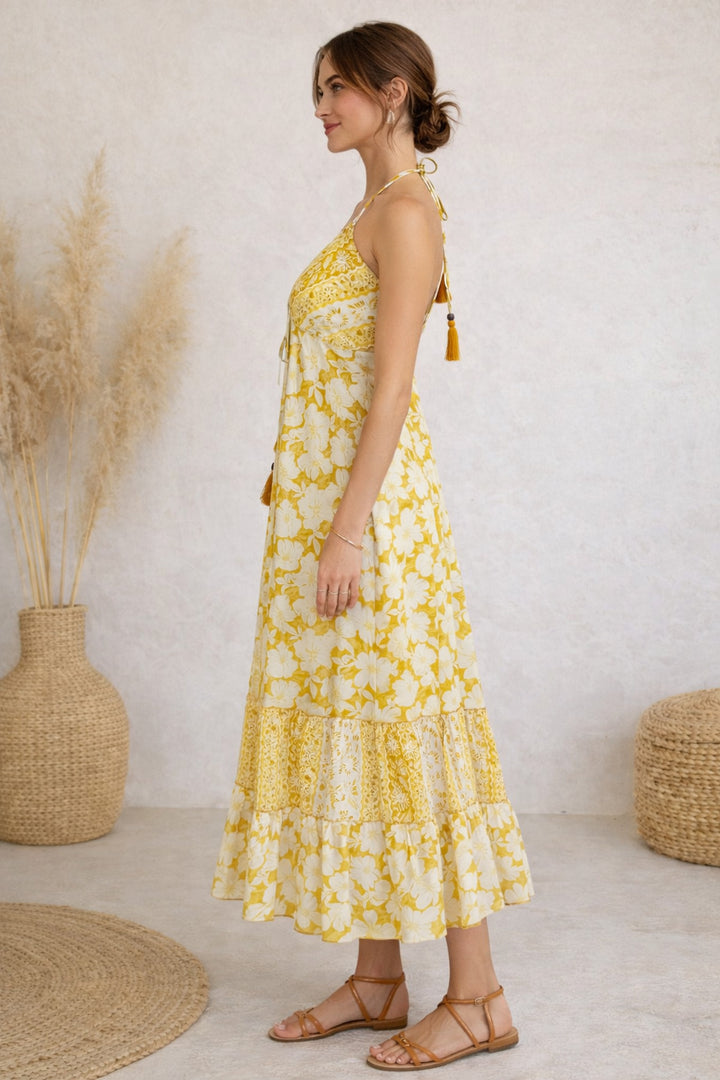 Printed backless dress