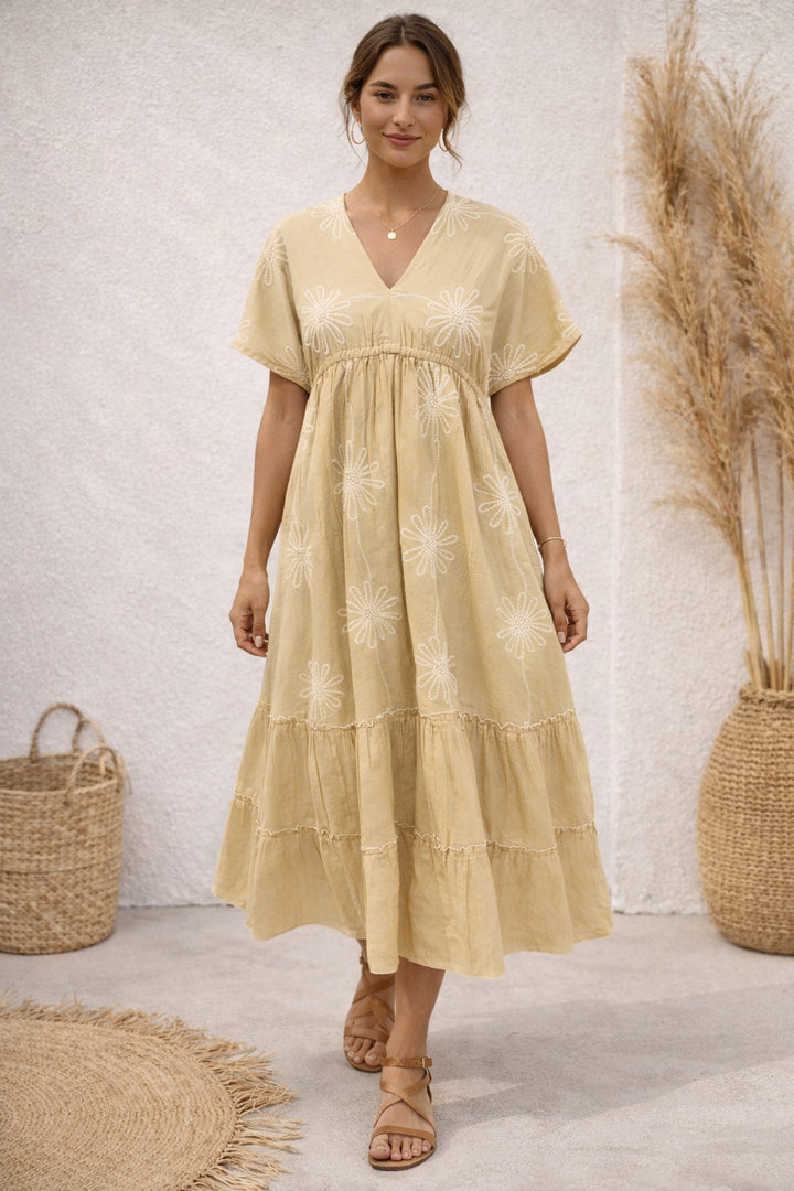 Light beige emb dress
