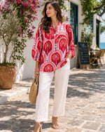 Load image into Gallery viewer, Reddish printed blouse peplum top