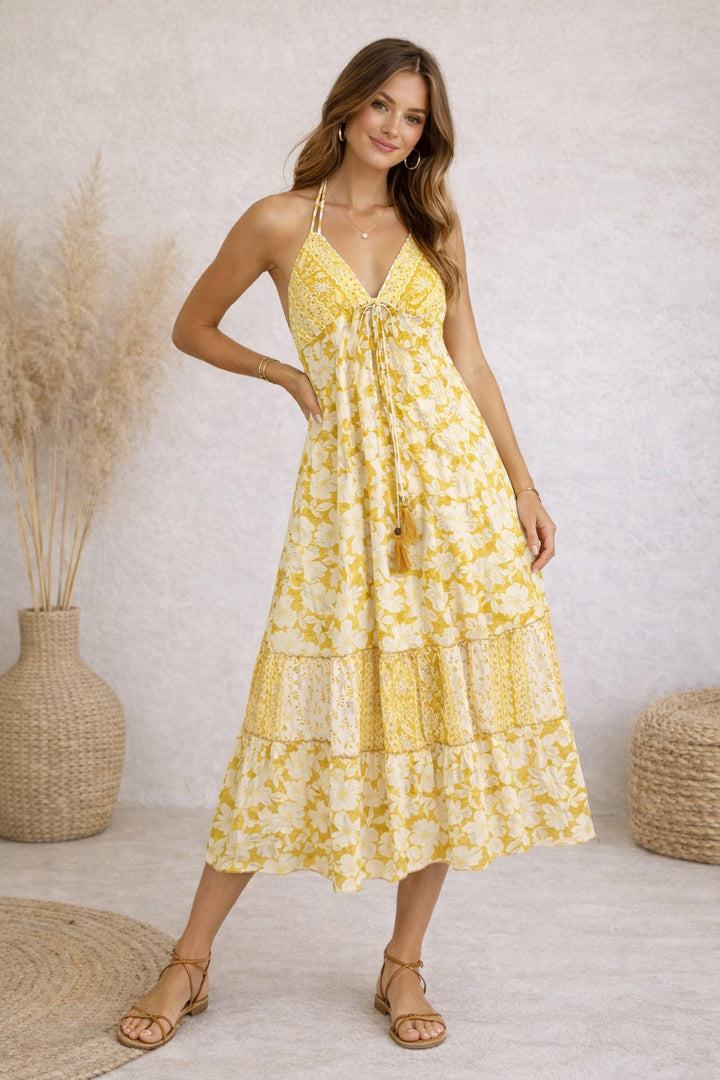 Printed backless dress