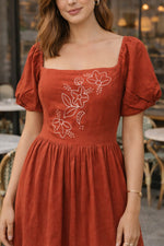 Load image into Gallery viewer, Sencei alora burnt orange emb flex dress
