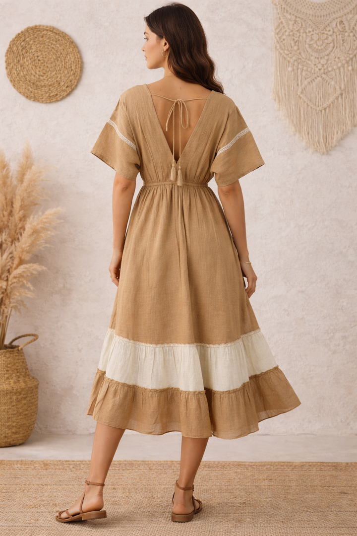 Sencei Rustic Charm Tassel Dress