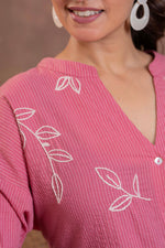 Load image into Gallery viewer, Sencei Women&#39;s Katha Cotton Co-ord Set with Hand Embroidery | Relaxed Fit Top &amp; Bottom | Soft &amp; Breathable Loungewear
