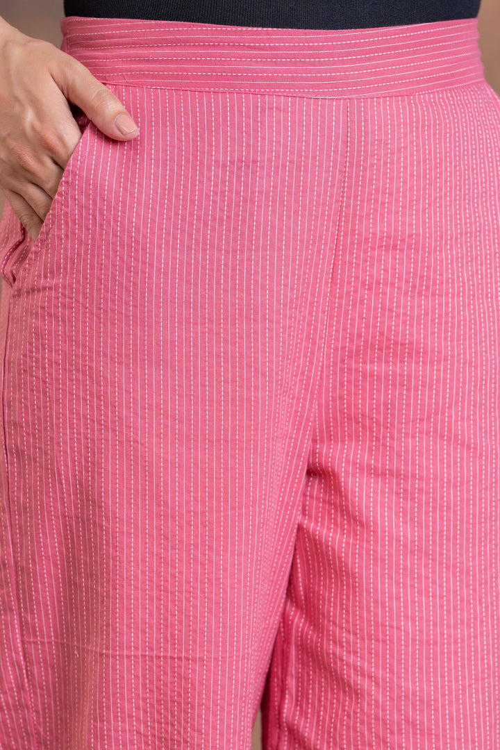 Sencei Women's Katha Cotton Co-ord Set with Hand Embroidery | Relaxed Fit Top & Bottom | Soft & Breathable Loungewear