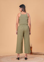 Load image into Gallery viewer, Sencei Olive Green Cotton Slub Embroidered Co-ord Set
