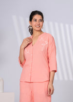 Load image into Gallery viewer, Sencei Women&#39;s Katha Cotton Co-ord Set with Hand Embroidery | Relaxed Fit Top &amp; Bottom | Soft &amp; Breathable Loungewear
