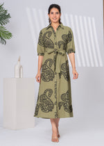Load image into Gallery viewer, Sencei Handcrafted Cotton Maxi Dress with Embroidered Paisley Motif
