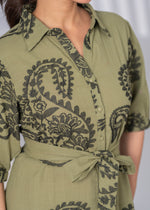 Load image into Gallery viewer, Sencei Handcrafted Cotton Maxi Dress with Embroidered Paisley Motif
