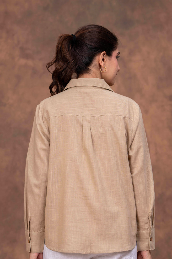 Sencei Women’s Solid Cotton Blend Casual Shirt with Button-Down Front